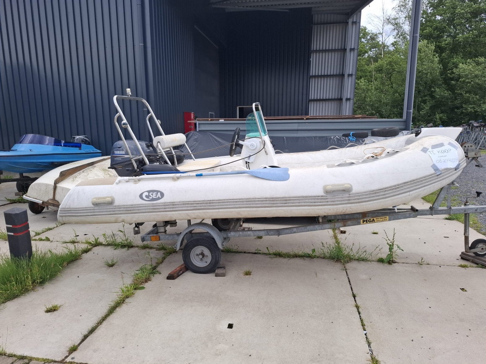 SEA rib boot met YAMAHA 15 pk BB en Pega  trailer compleet, Ophalen, Yamaha