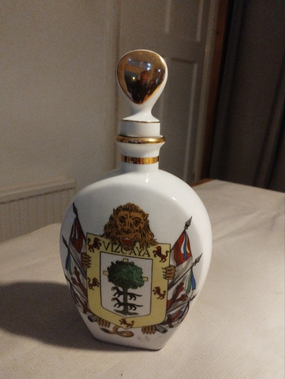 Vintage Vizcaya Porseleinen Fles met Wapen, Ophalen of Verzenden