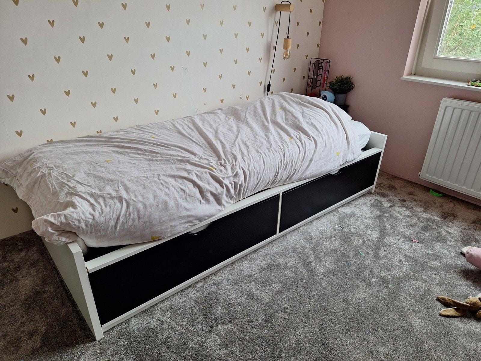 IKEA Brimnes bed met lades, wit, 90x200 cm, Ophalen, Gebruikt, 90 cm, Eenpersoons