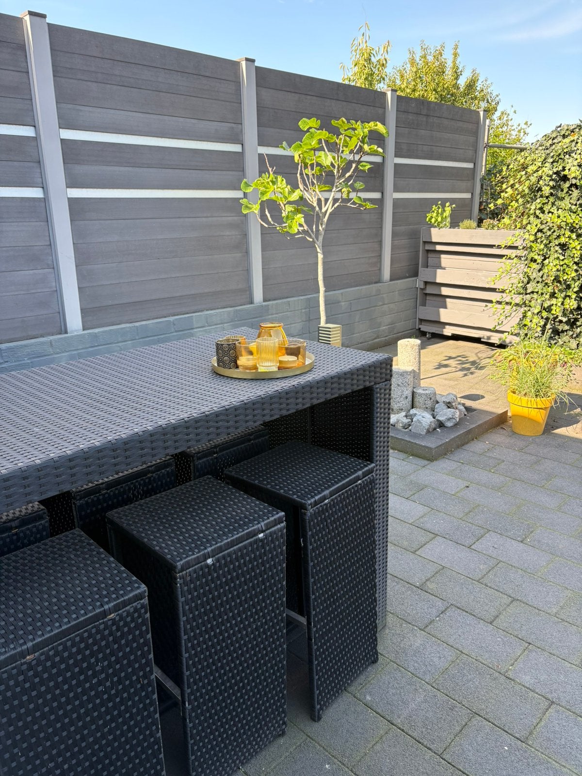 Wicker barset met 6 krukken., Ophalen, Gebruikt, Wicker, 6 zitplaatsen