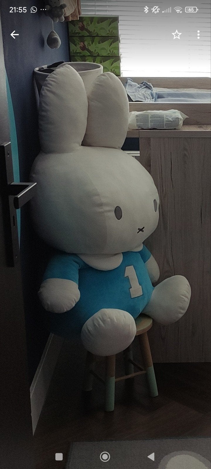 XXL Nijntje Knuffel - Blauw Shirt met Nummer 1, Ophalen, Zo goed als nieuw, Konijn