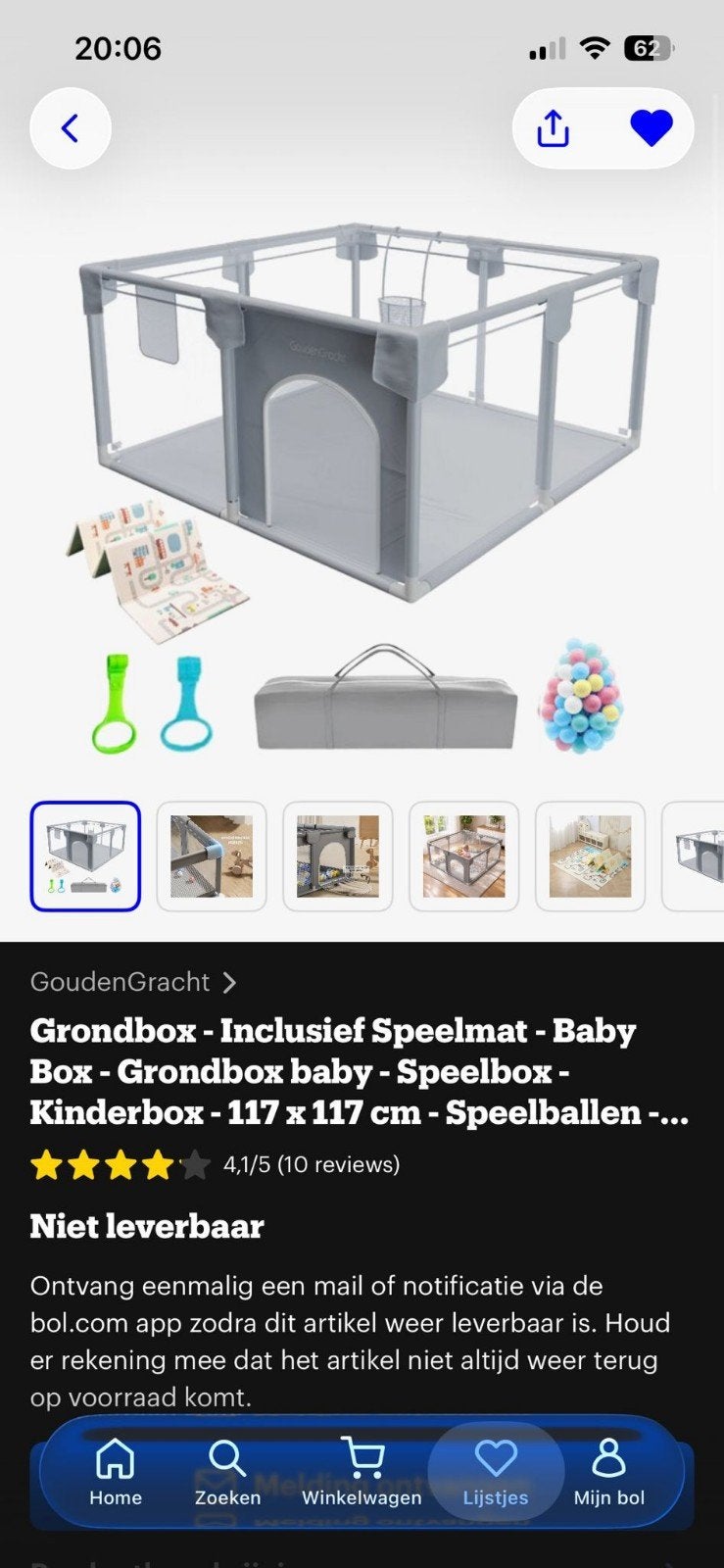 GoudenGracht Grondbox met Speelmat en Speelballen, Ophalen, Nieuw