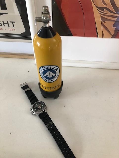 Citizen Aqualand Duikhorloge met Computer en flesje, Watersport en Boten, Ophalen of Verzenden, Gebruikt, Duikcomputer