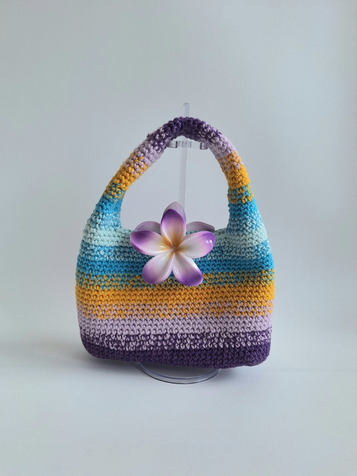 gehaakte tas tropical bahama's, Sieraden, Tassen en Uiterlijk, Tassen | Damestassen, Ophalen of Verzenden, Nieuw, Paars, Handtas