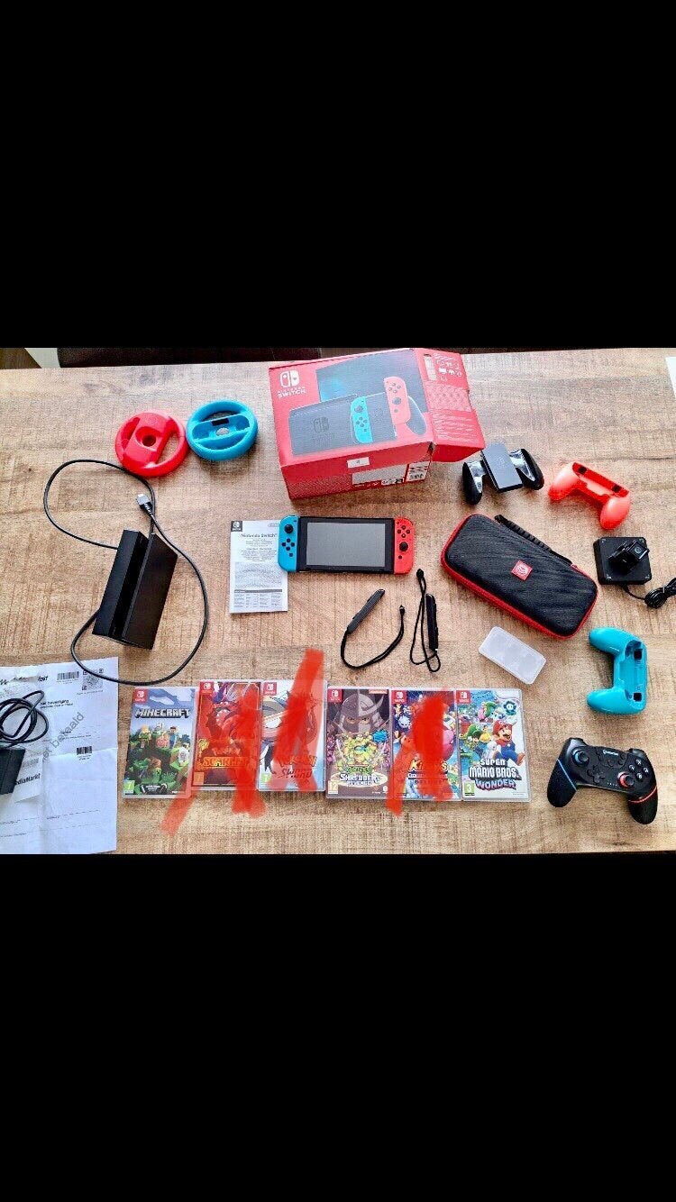 Nintendo Switch compleet en extra’s en games, Met games, Met 2 controllers, Ophalen of Verzenden, Zo goed als nieuw