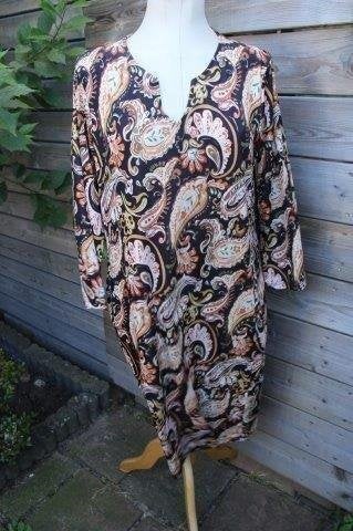 Jurk zwart/ bruin/ oranje Iz Naiz mt XL Vaste prijs OPRU, Zwart, Maat 46/48 (XL) of groter, Iz Naiz, Ophalen of Verzenden