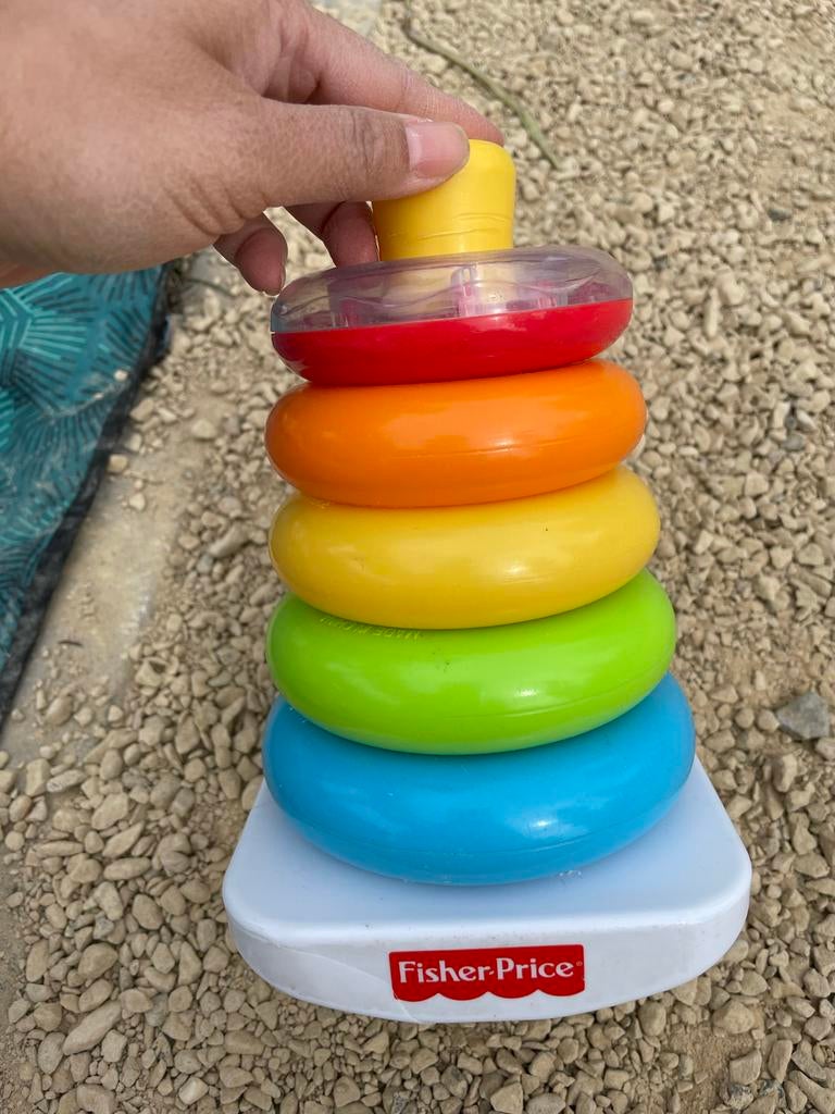Fisher-Price Rammelaar Stapeltoren Regenboog, Ophalen, Gebruikt, Rammelaar, Met geluid