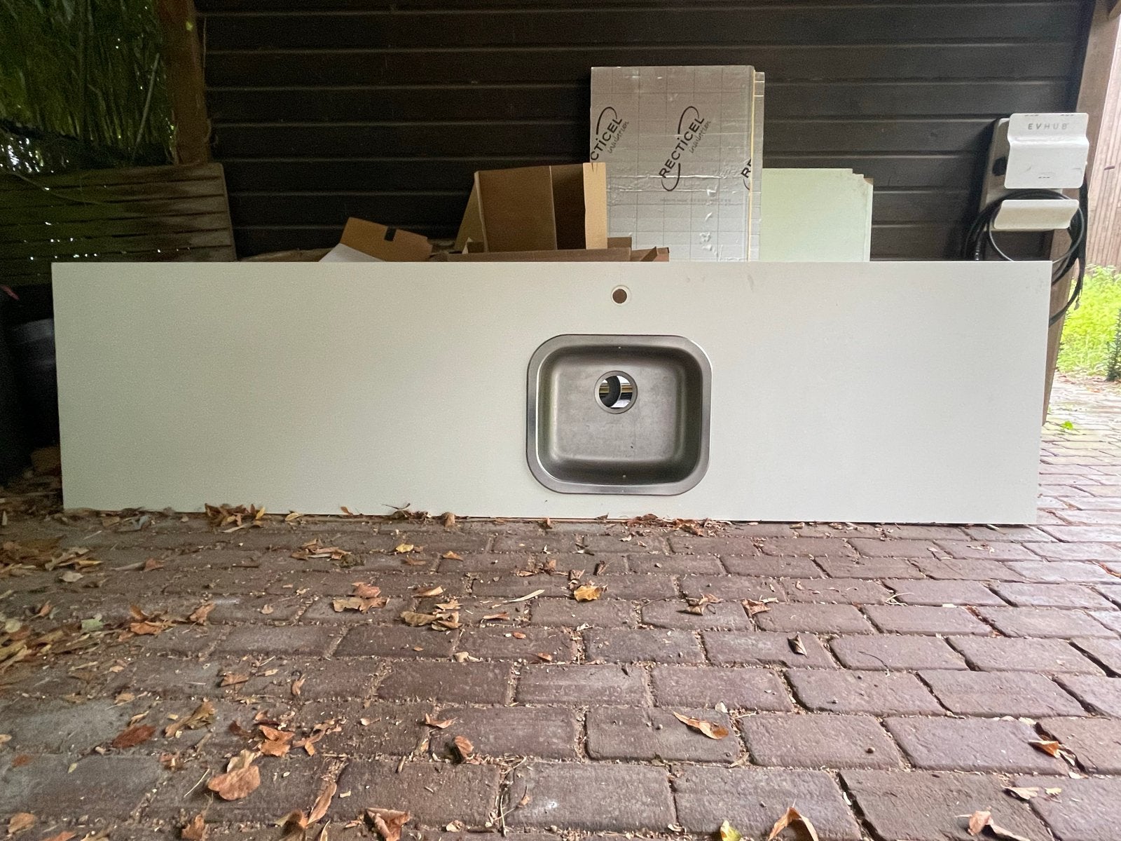 IKEA JÄRSTORP Keukenblad met RVS spoelbak, Ophalen, IKEA, Metaal, Wit