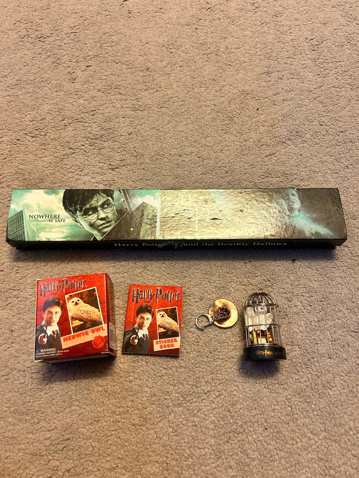Harry Potter toverstaf, Hedwig kooi, boekjes en sleutelhange, Verzamelen, Ophalen of Verzenden, Zo goed als nieuw, Replica
