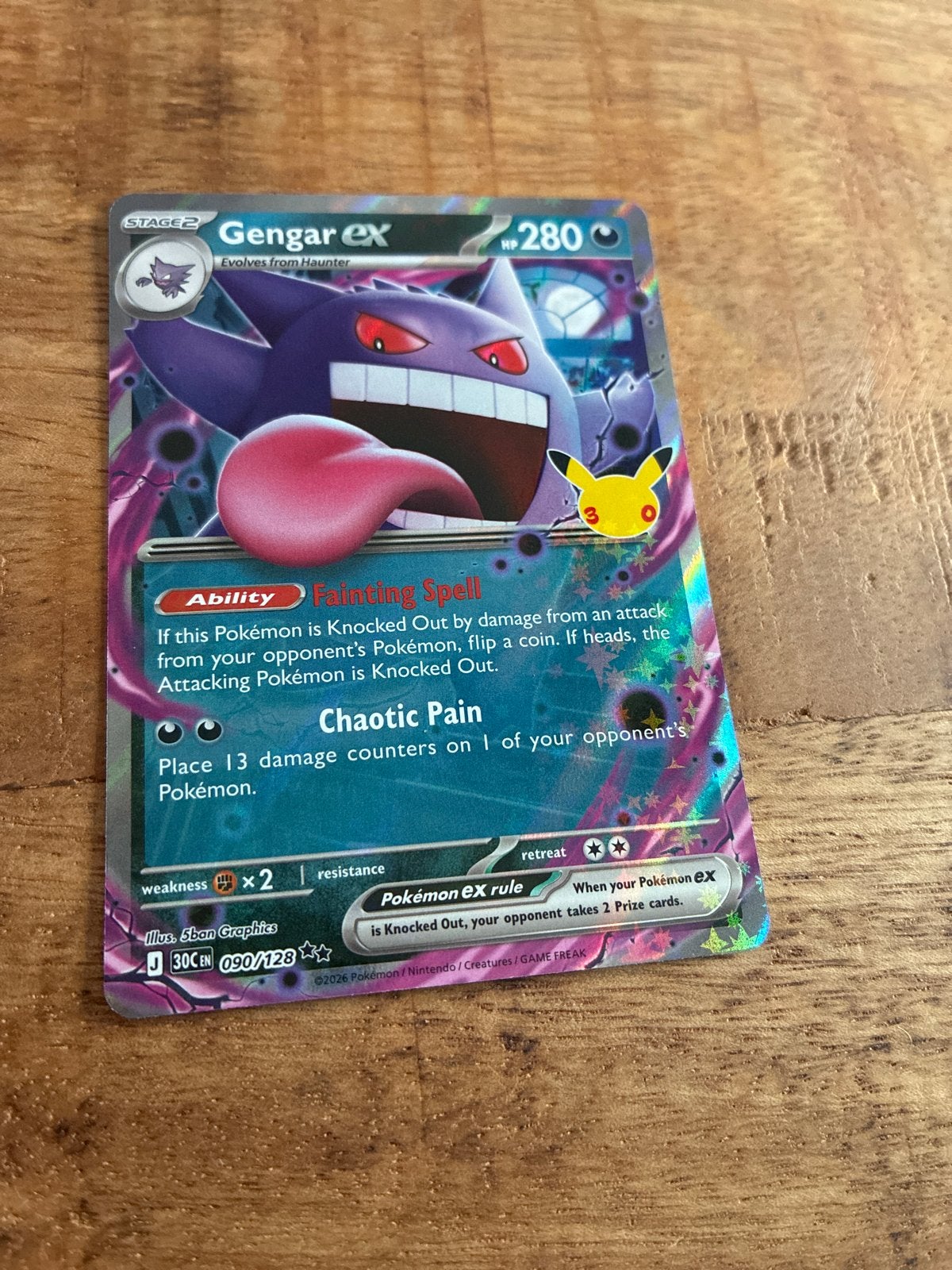 Gengar ex Pokémon kaart - Celebrations 090/128 - Perfecte st, Ophalen of Verzenden, Zo goed als nieuw, Losse kaart, Foil