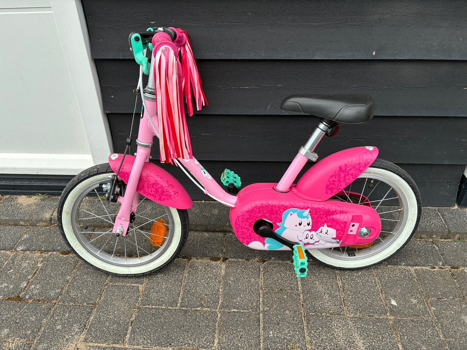 Kinderfiets meisje 14 INCH B’TWIN Unicorn, Ophalen, Zijwieltjes, Gebruikt, Minder dan 16 inch