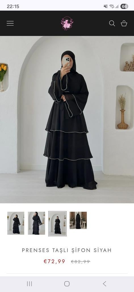 Elegante Zwarte Abaya met Gelaagde Rok en Strass Details, Kleding | Dames, Jurken, Maat 38/40 (M), Zwart, Ophalen of Verzenden