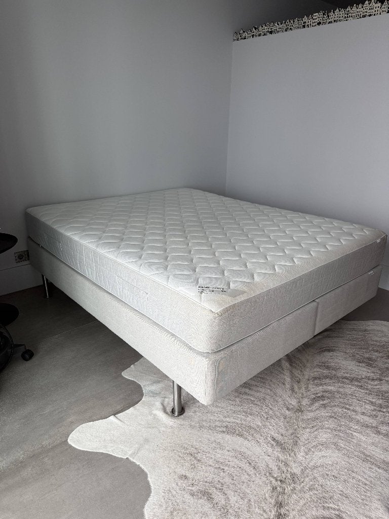 Boxpring logeerbed IKEA 200x160cm SULTAN, Ophalen, Strak, Gebruikt, Beige