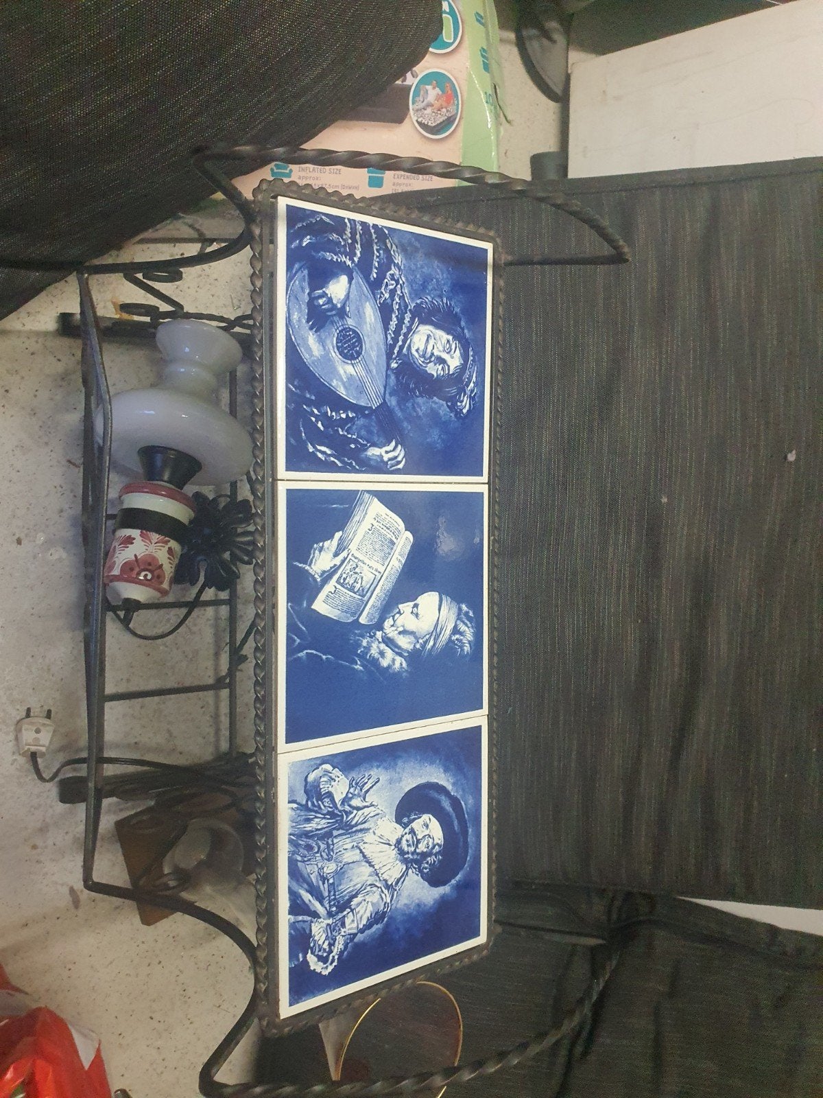 Vintage tijdschriftenrek met Delfts blauwe tegels, Ophalen of Verzenden