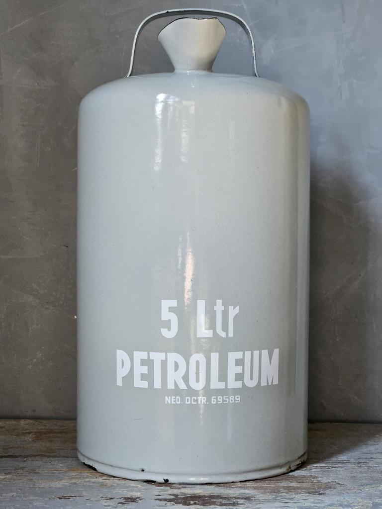 Emaille petroleum blik 5 liter, Ophalen of Verzenden