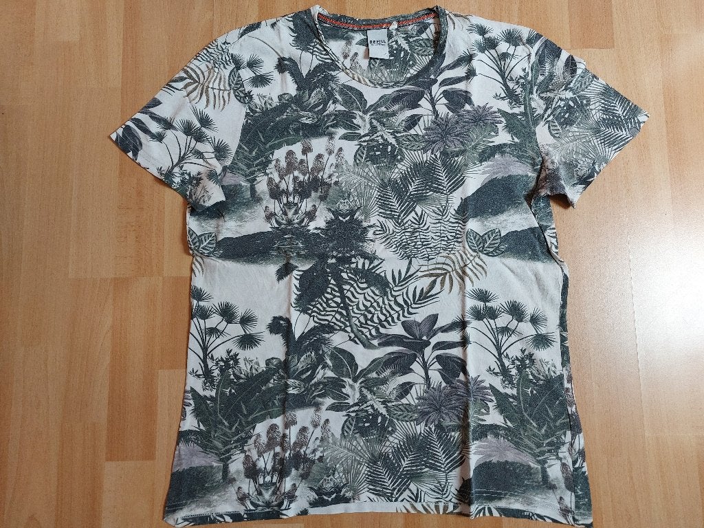 Wit-grijs t-shirt *Refill*, Maat 52/54 (L), Wit, Refill, Ophalen of Verzenden