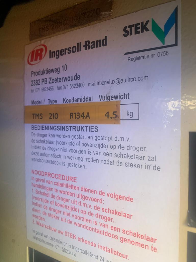 Ingersoll-Rand TMS 210 Koeldroger R134A, Ophalen, Gebruikt