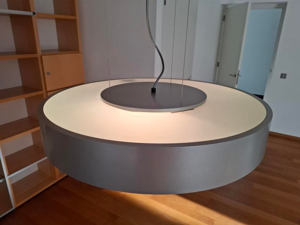 Hopper lamp van metalarte 60 cm doorsnee, Ophalen of Verzenden, Zo goed als nieuw, Glas, Minder dan 50 cm