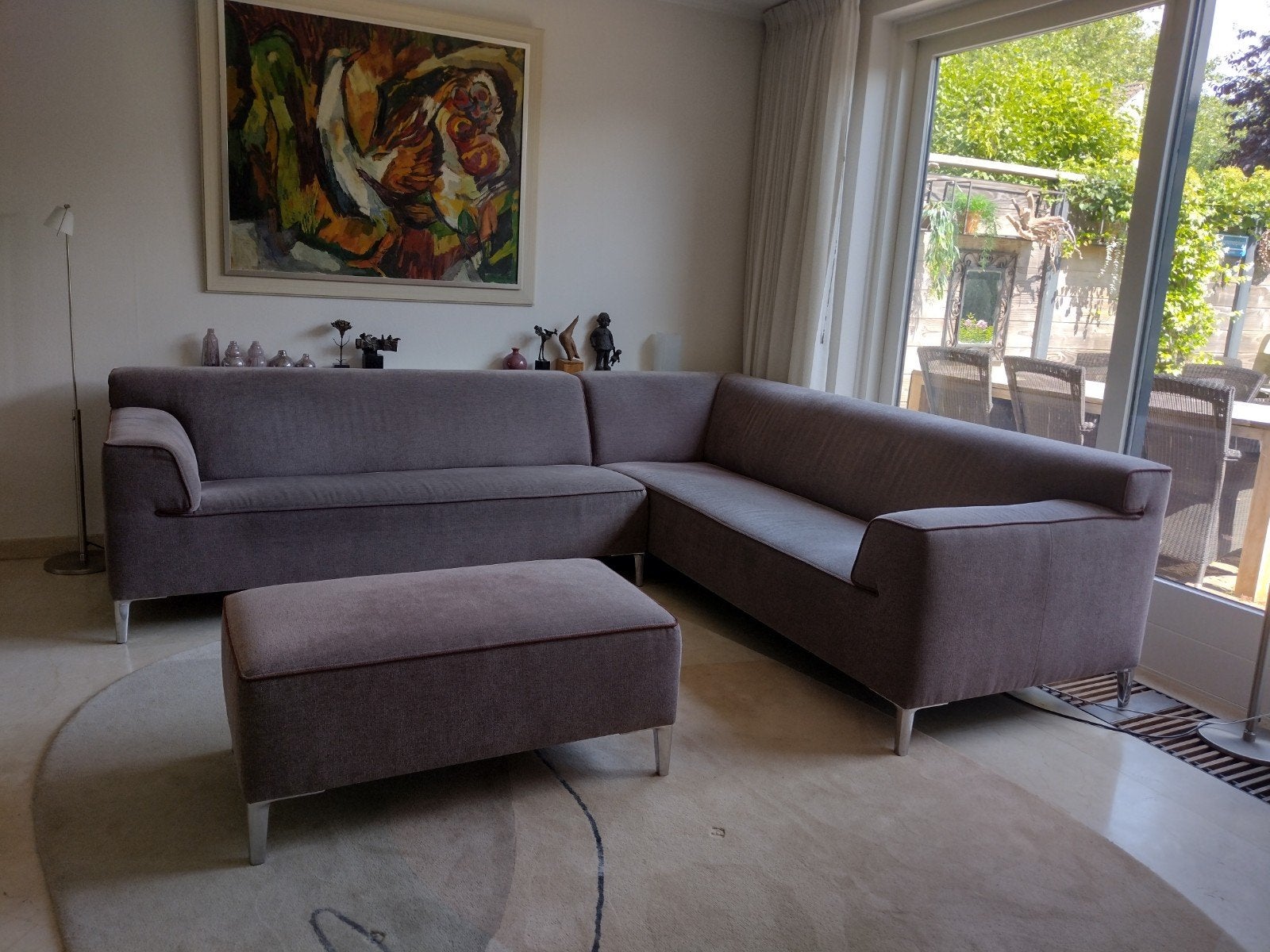 Pode Insert hoekbank met poef, taupe, Huis en Inrichting, Ophalen, Zo goed als nieuw, Stof, Modern