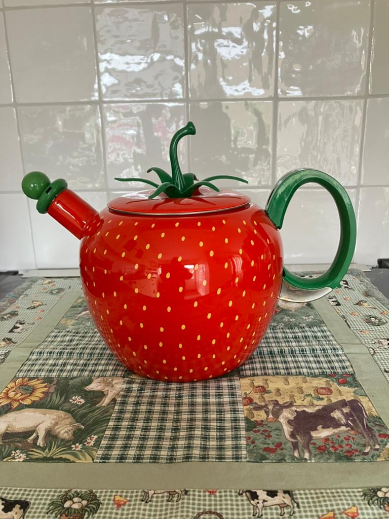 Vintage fluitketel., Huis en Inrichting, Theepot/fluitketel, Ophalen of Verzenden, Zo goed als nieuw, Rood