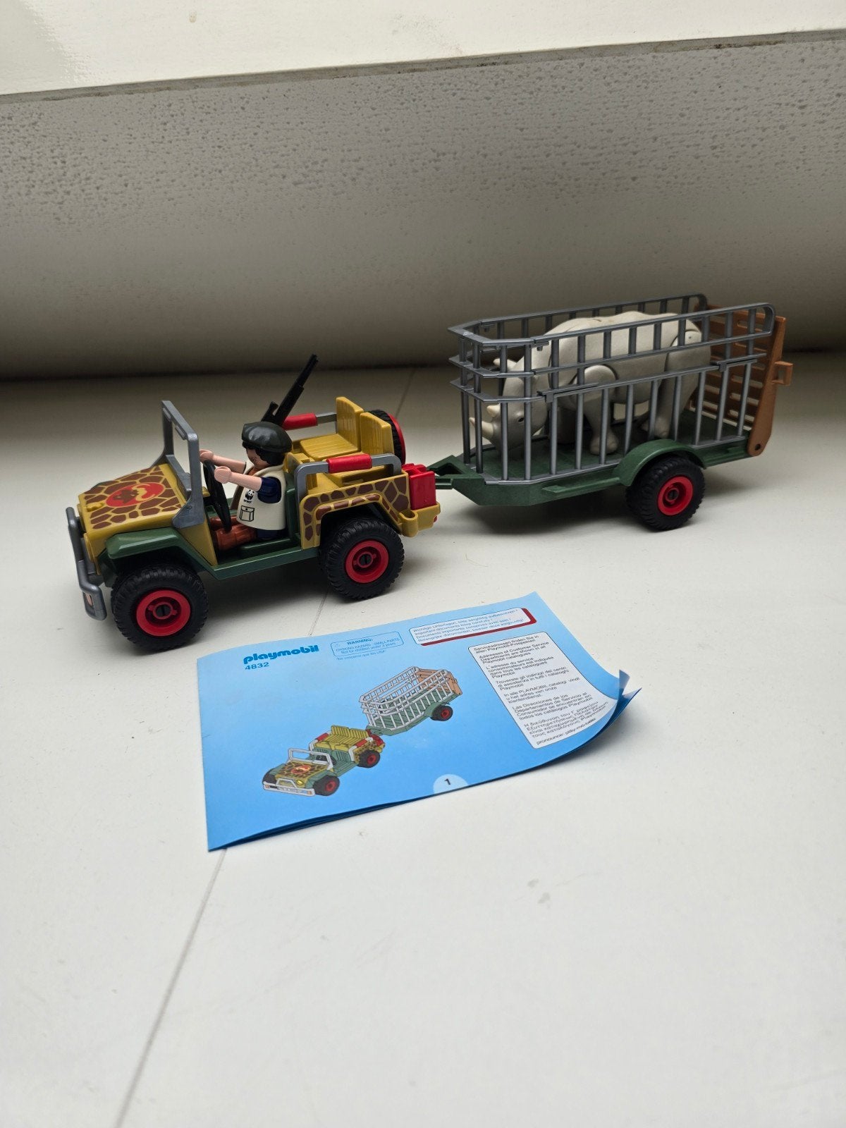 Playmobil 4832 Safari Jeep met Neushoorn en Trailer, Wild life, Gebruikt, Complete set, Voertuig