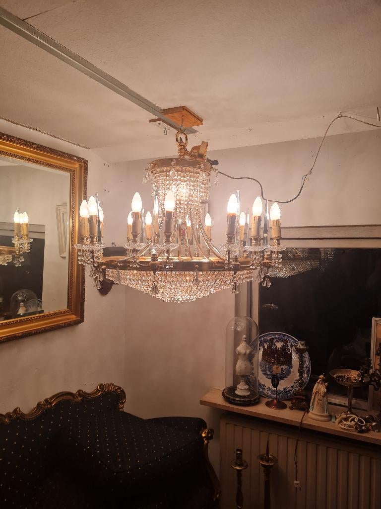 Oude kristallen kroonluchter Boheems kristal