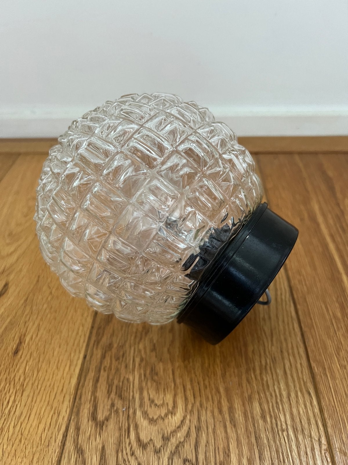Vintage Thabur Stijl Bollamp - Wafelglas & Bakeliet Jaren 60, Antiek en Kunst, Ophalen of Verzenden