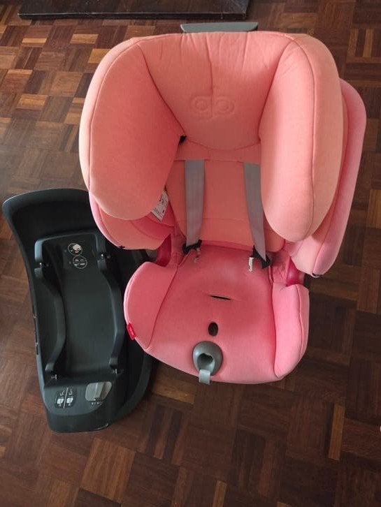 GB Uni-All Autostoel - Roze Koraal (0-36 kg), Autogordel of Isofix, 0 t/m 18 kg, Zijbescherming, Zo goed als nieuw