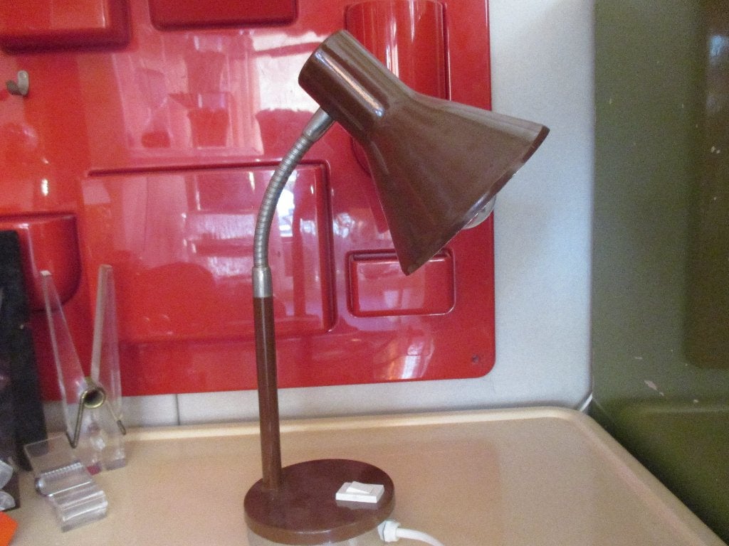 Jaren 70 vintage design bureau tafellamp bruin metaal retro, Ophalen of Verzenden, Overige typen