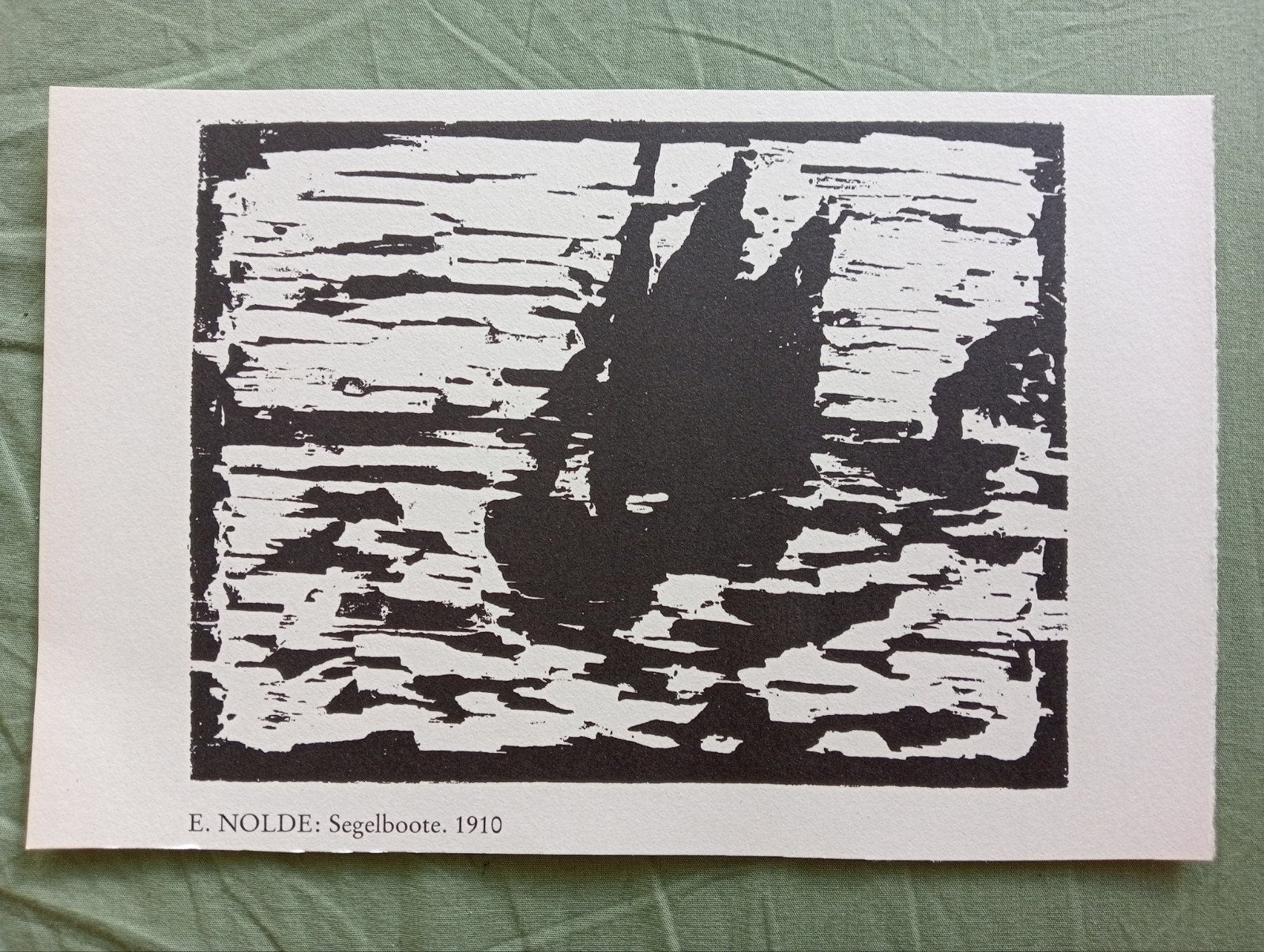 Emile Nolde Houtsnede litho jaren 70-80 Zeilboot, Ophalen of Verzenden