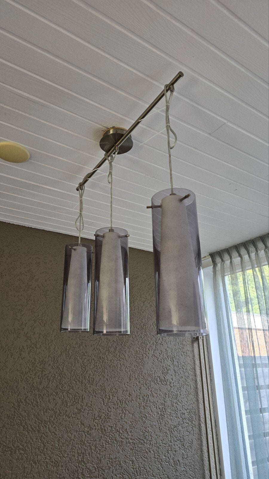 Hanglamp met 3 glazen kappen, Ophalen, Gebruikt, Overige fittingen, Glas