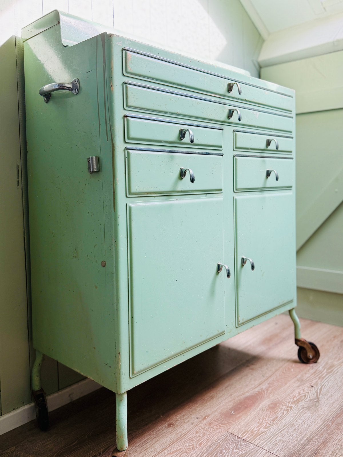 Vintage Dokterskast Origineel Mintgroen - Jaren 50, Ophalen, Gebruikt, Industrieel, vintage, retro, jaren 50/60