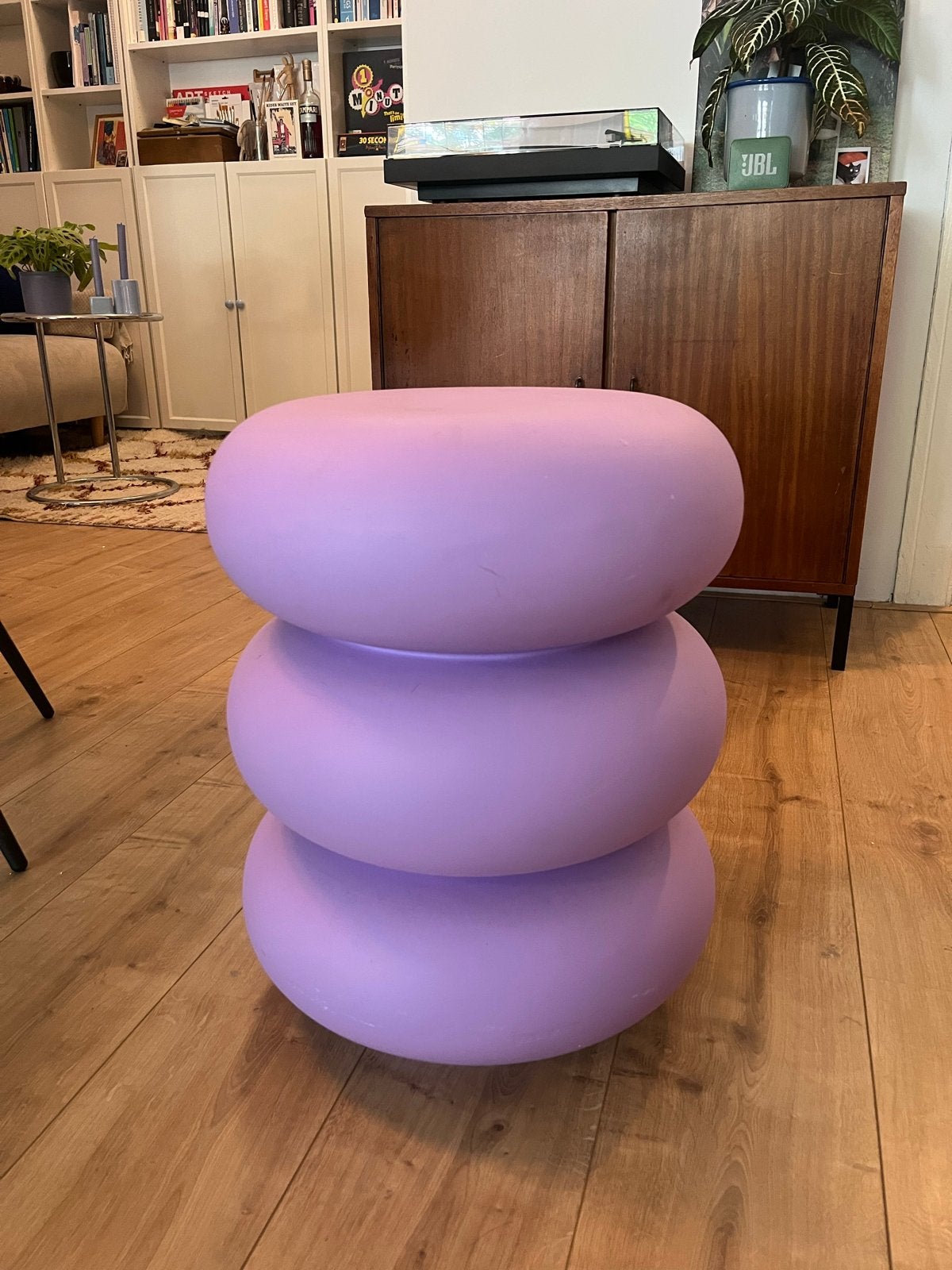 Lila bijzettafel uniek design, Ophalen, Minder dan 55 cm, Gebruikt, Rond