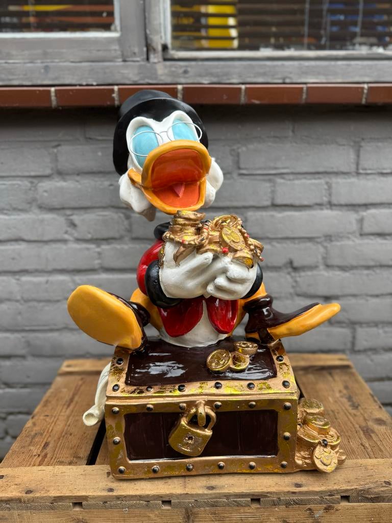 Dagobert Duck met schatkist - Decoratief beeld, Ophalen, Overige onderwerpen, 20 - 50 cm, Beeld