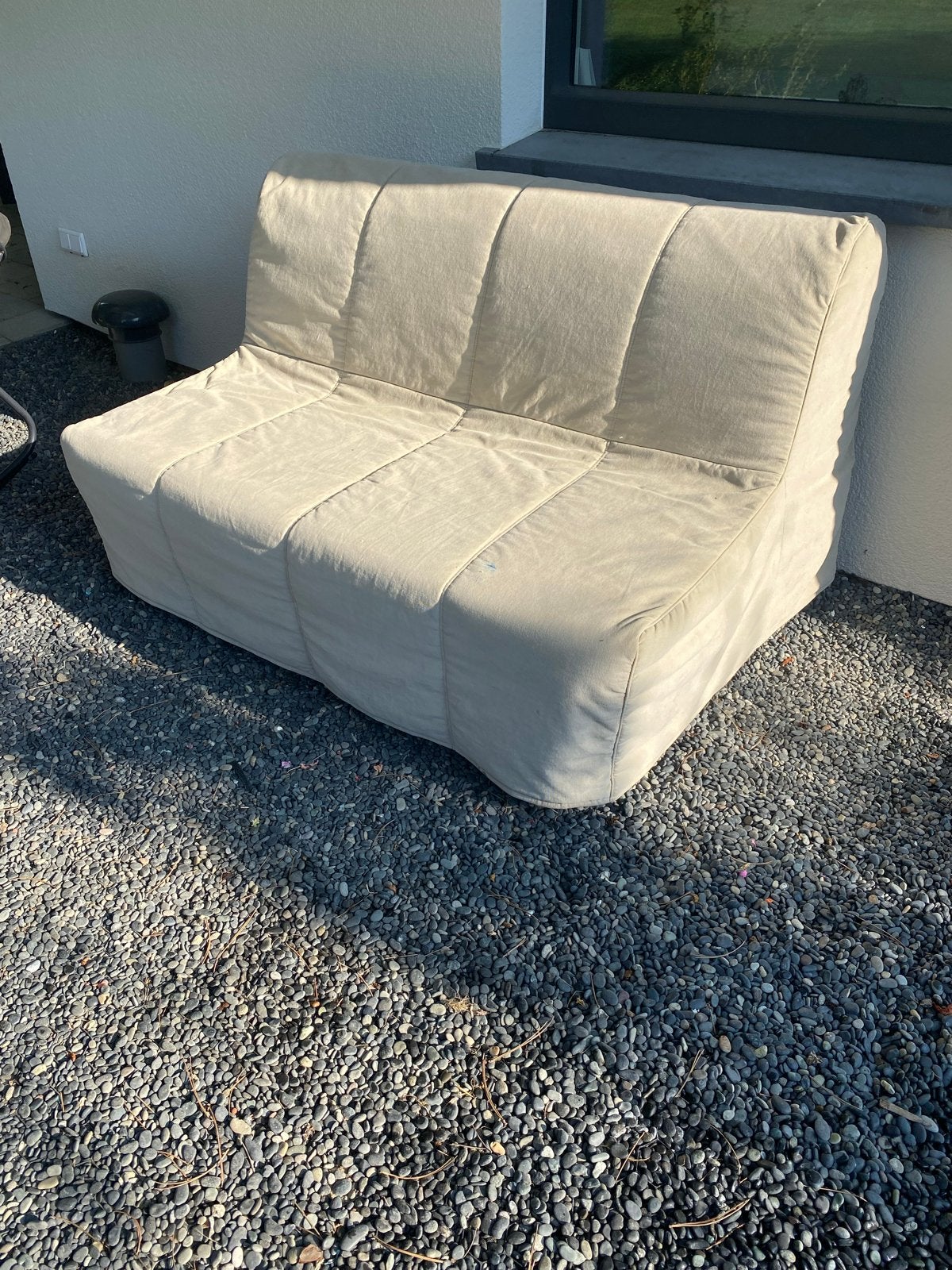 IKEA LYCKSELE LÖVÅS 2-zits slaapbank - Zo goed als nieuw, Ophalen, Beige, Tweepersoons, 140 cm