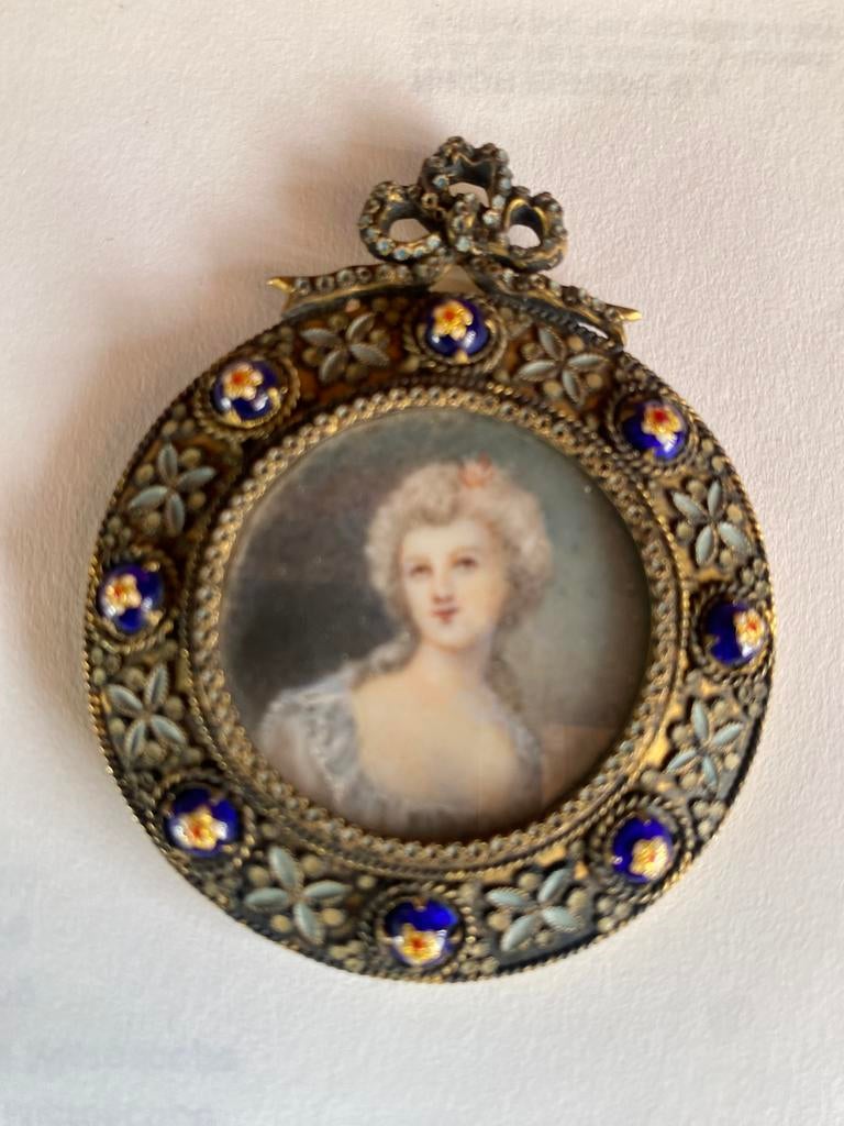 Antieke hanger met portret Marie Antoinette, Antiek en Kunst, Ophalen of Verzenden