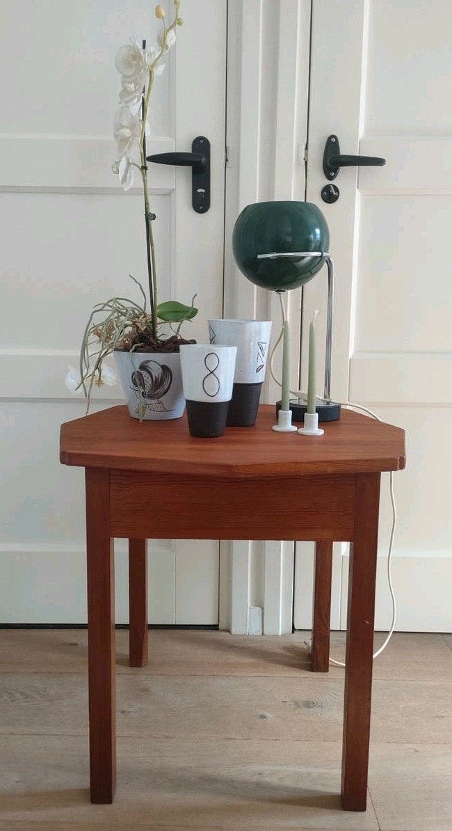 Vintage bijzettafel hexagonaal plantentafeltje tafel, Huis en Inrichting, Ophalen