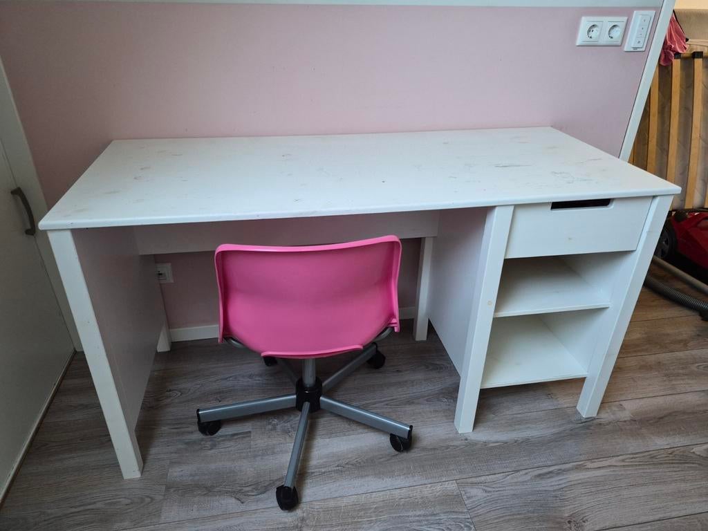 Wit bureau met lade en opbergruimte, GRATIS, Ophalen, Met lades, Gebruikt, Overige merken