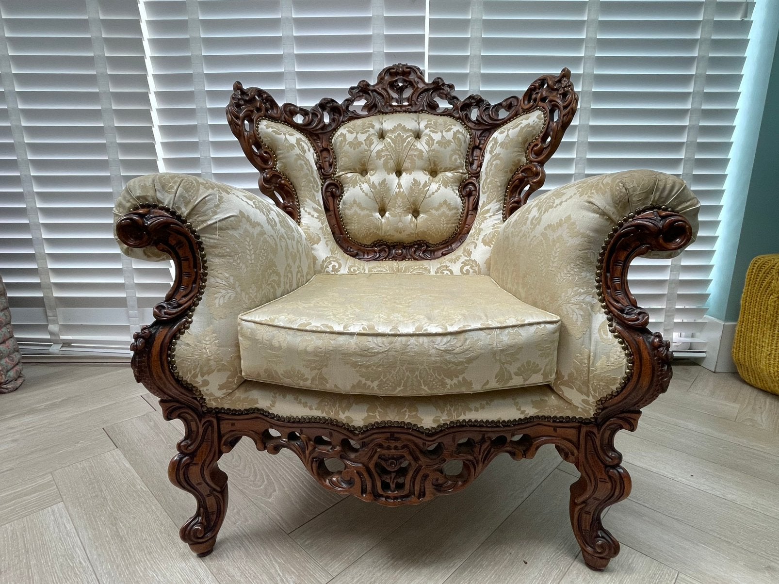 Set van 2 Barok Fauteuils (troonstoelen), Ophalen, Gebruikt, Twee, Wit