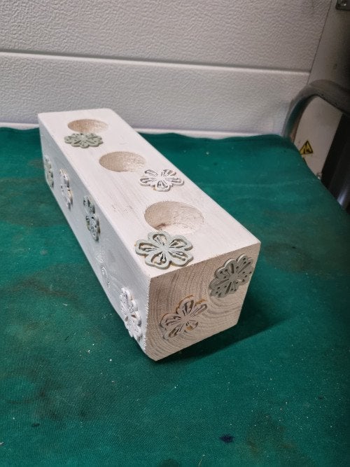 waxinelichthouder blok met bloemen, Huis en Inrichting, Ophalen of Verzenden, 'T Olde Gre-j, Info@toldegrej.nl, Endepoelstraat 20f Didam