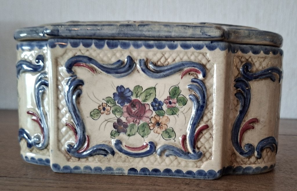 Antiek schaaltje met deksel, keramiek, Belgie, Antiek en Kunst, Ophalen