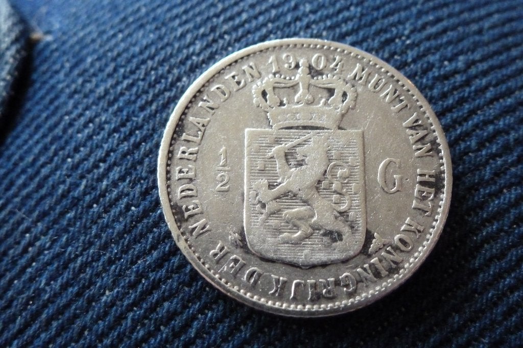 Wilhelmina - zeldzame oude zilver 1/2 gulden 1904 fr+/zf-, ½ gulden, Zilver, Ophalen of Verzenden, Koningin Wilhelmina