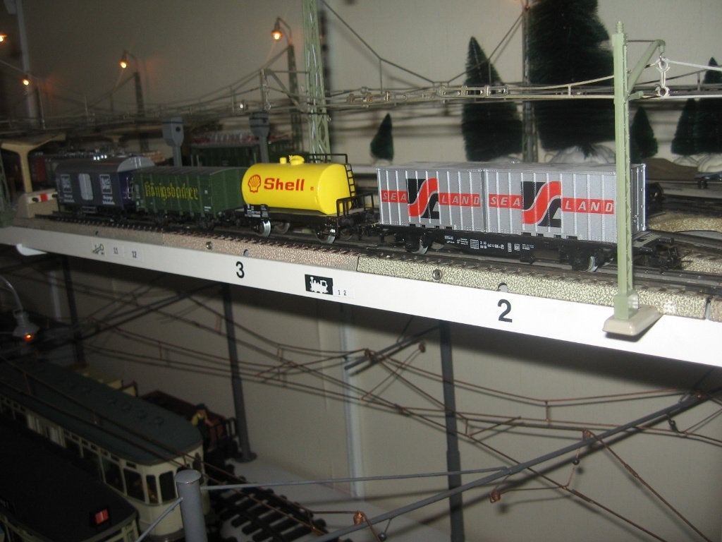 MARKLIN 4 div.goederen wagons + DB MAN Meiller laadkraanauto, Wisselstroom, Wagon, Ophalen of Verzenden, Zo goed als nieuw