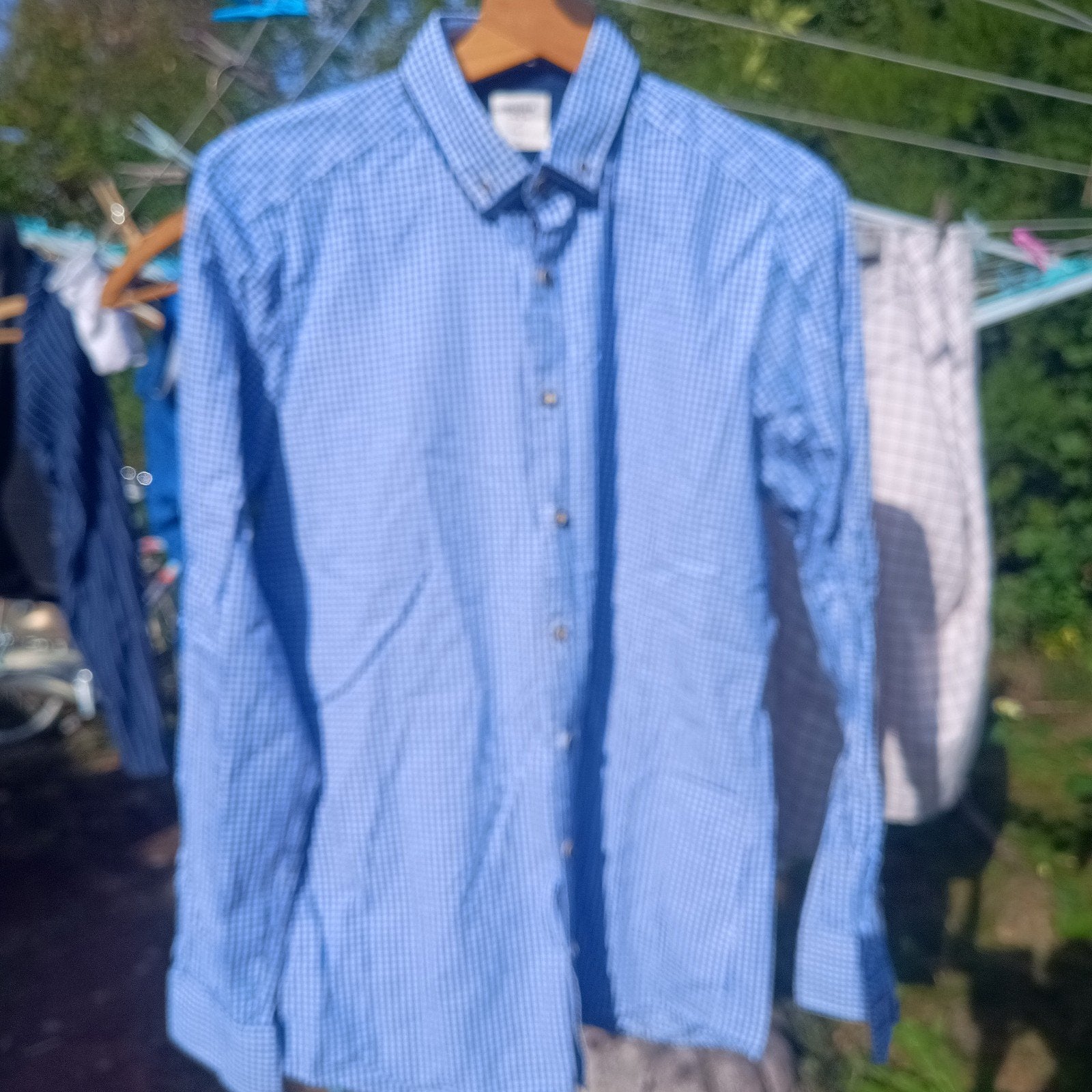Olymp M 39 /40 Tiroler trachten overhemd Oktoberfest blauw, Ophalen of Verzenden, Gedragen, Overige maten, Olymp