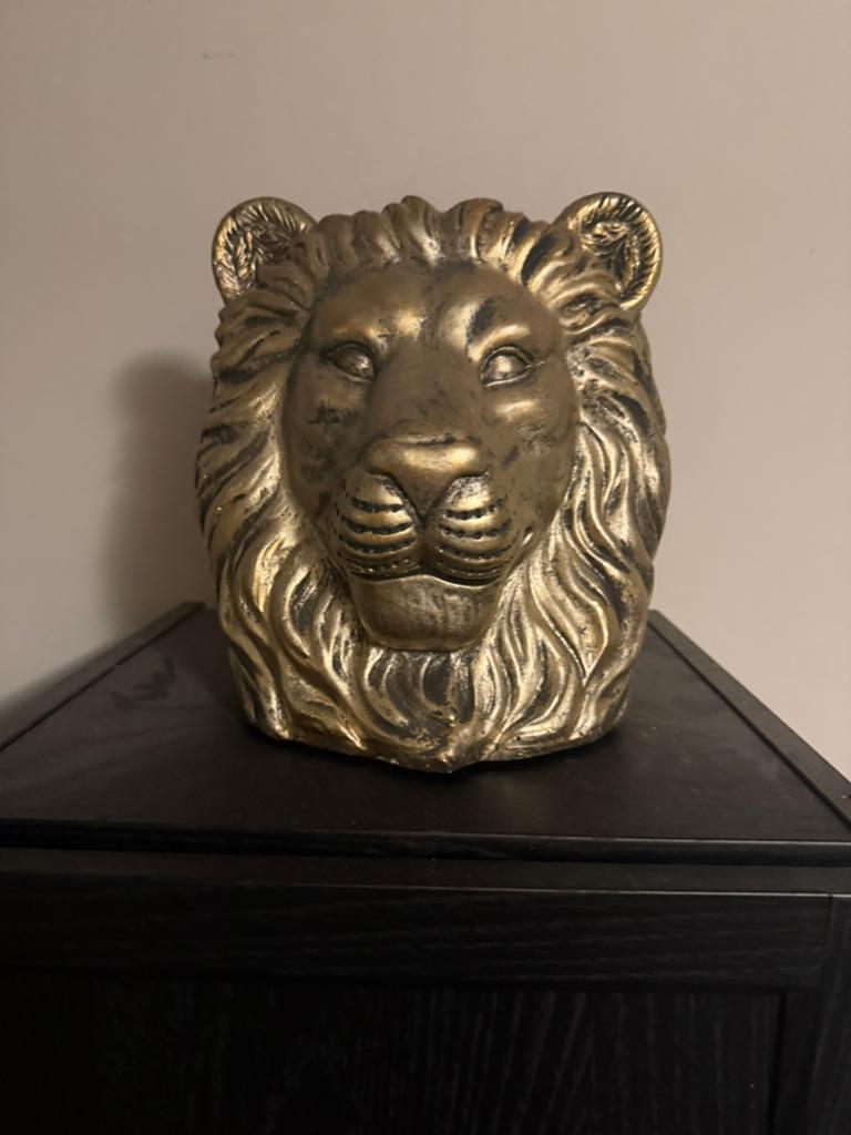 Gouden Leeuwenkop Vaas - Decoratieve Pot, Ophalen, Gebruikt, Klassiek, Goud