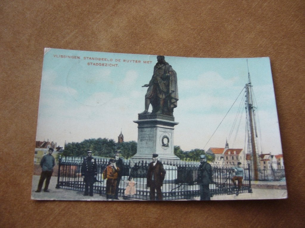 VLISSINGEN  =  STADHEZICHT MET DE RUYTER BRIEFKAART  1907, Ophalen of Verzenden, Voor 1920, Gelopen, Zeeland