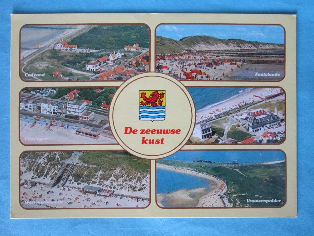 Ansichtkaart: De Zeeuwse kust. Vlissingen, Domburg, Cadzand, Ophalen of Verzenden, 1980 tot heden, Gelopen, Zeeland