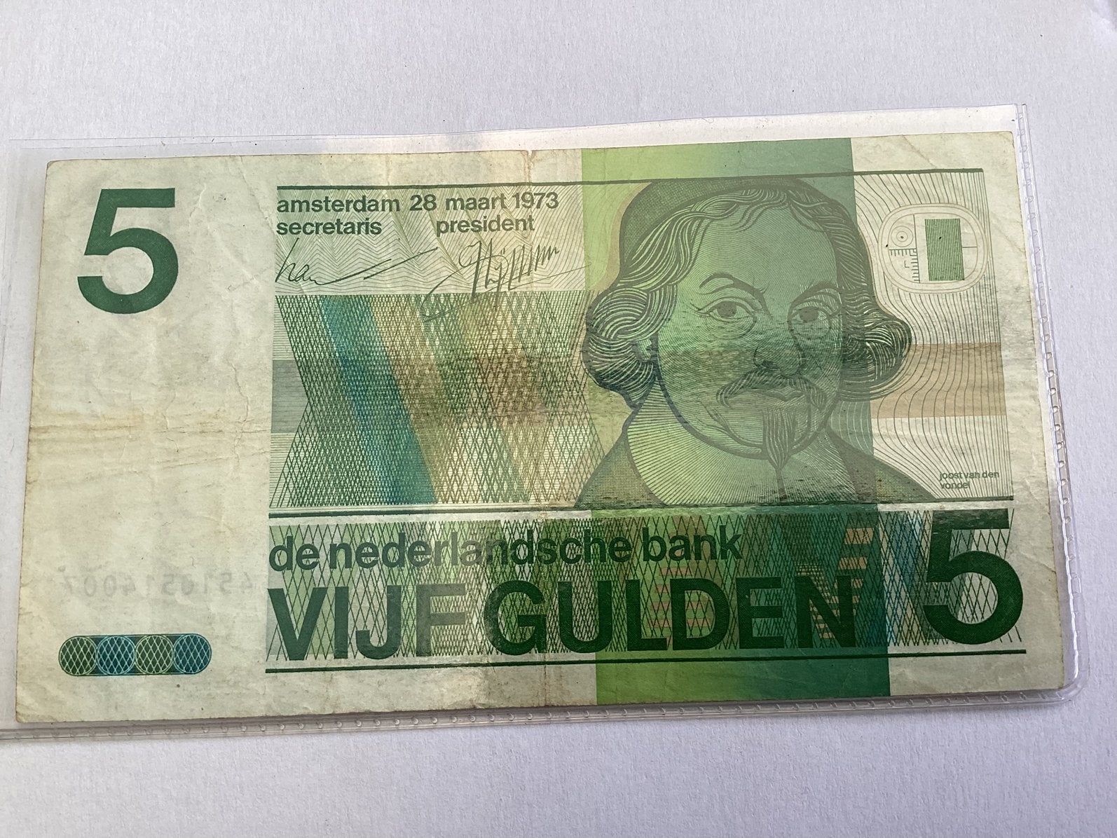NEDERLANDSE 5 GULDEN BANKBILJET 1973, Ophalen of Verzenden, 5 gulden, Los biljet