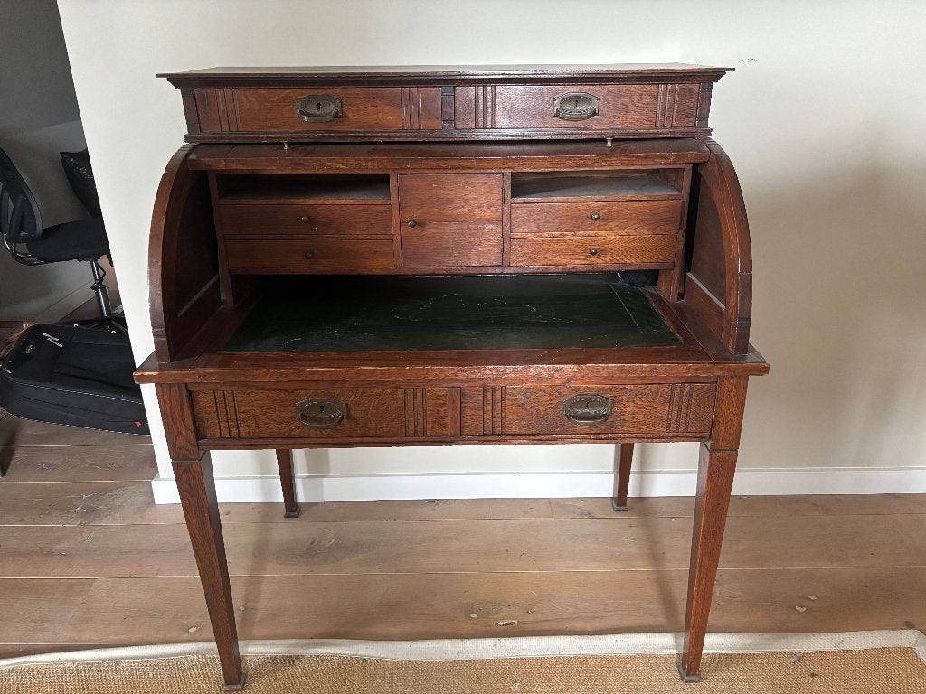 antiek eiken cilinderbureau ca. 1900, Ophalen of Verzenden