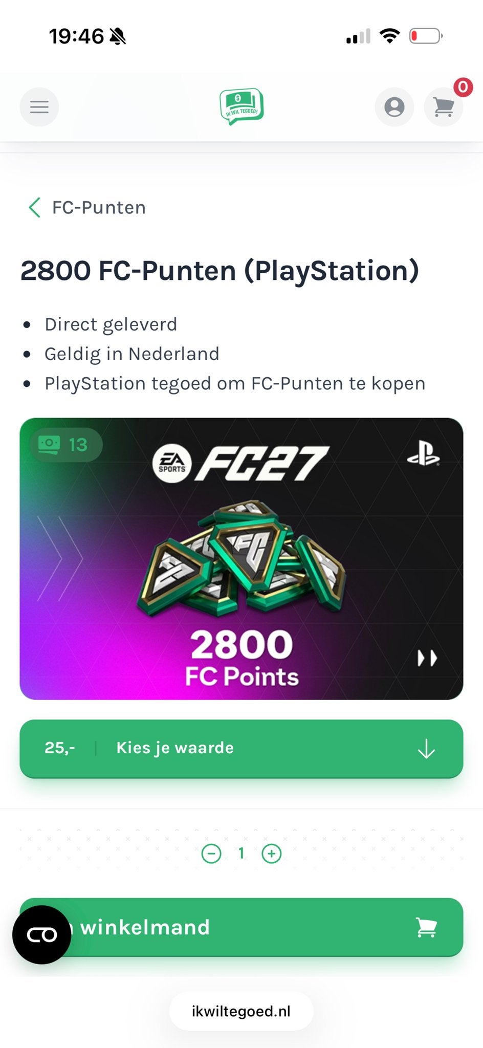 2800 FC-Punten (PlayStation), Ophalen of Verzenden, Nieuw, Sport